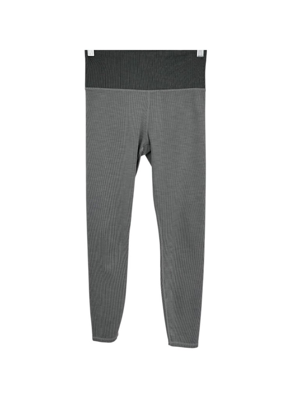 Vuori Rib Studio Leggings Womens Small Gray Stripe High Rise Ankle Knit Stretch
